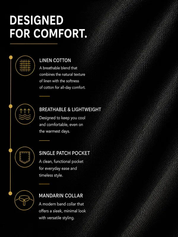 Kuons_Avenue_Men’s_Black_Linen_Cotton_Casual_Shirt