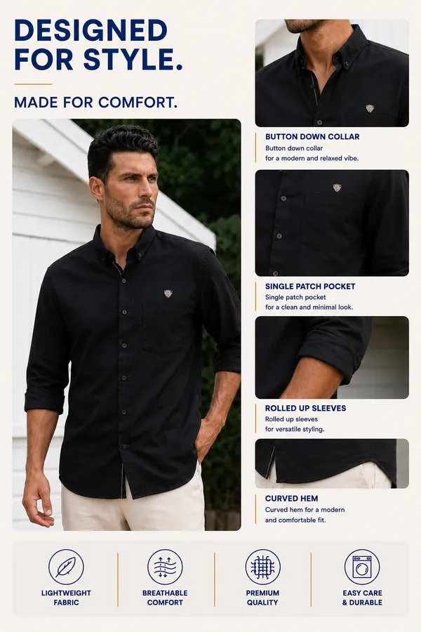 Kuons_Avenue_Men's_Black_Tencel_Linen_Casual_Shirt
