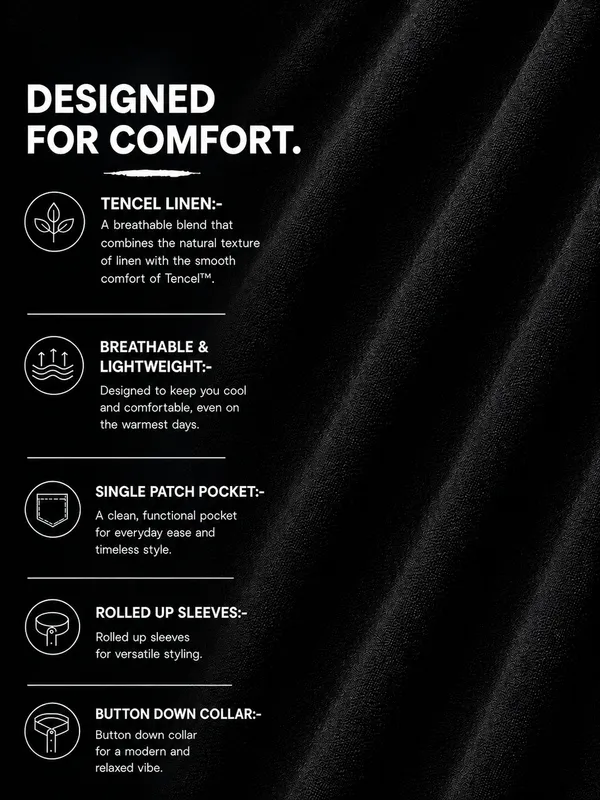 Kuons_Avenue_Men's_Black_Tencel_Linen_Casual_Shirt
