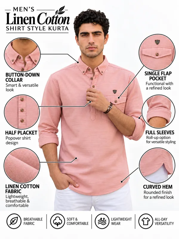 Kuons_Avenue_Men’s_Clay_Linen_Cotton_Shirt_Style_Kurta