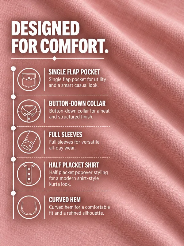 Kuons_Avenue_Men’s_Clay_Linen_Cotton_Shirt_Style_Kurta