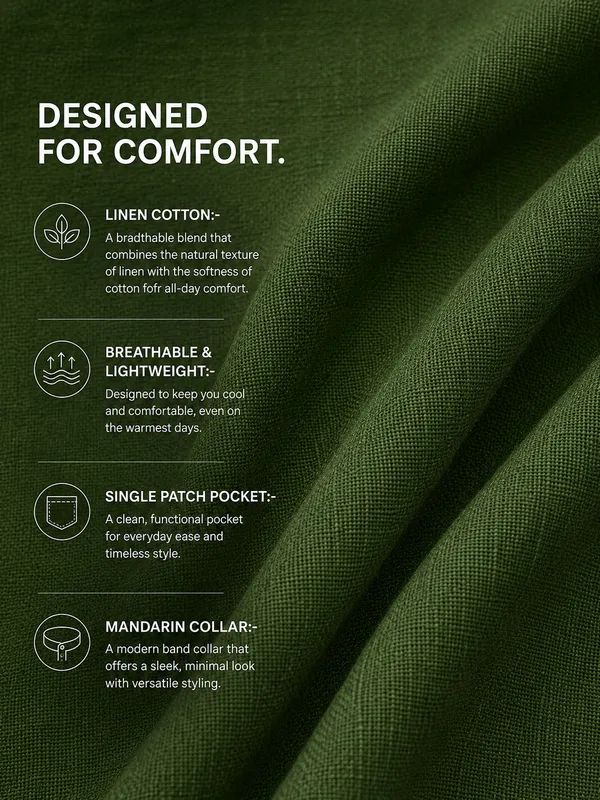 Kuons_Avenue_Men's_Dark_Olive_Linen_Cotton_Casual_Shirt