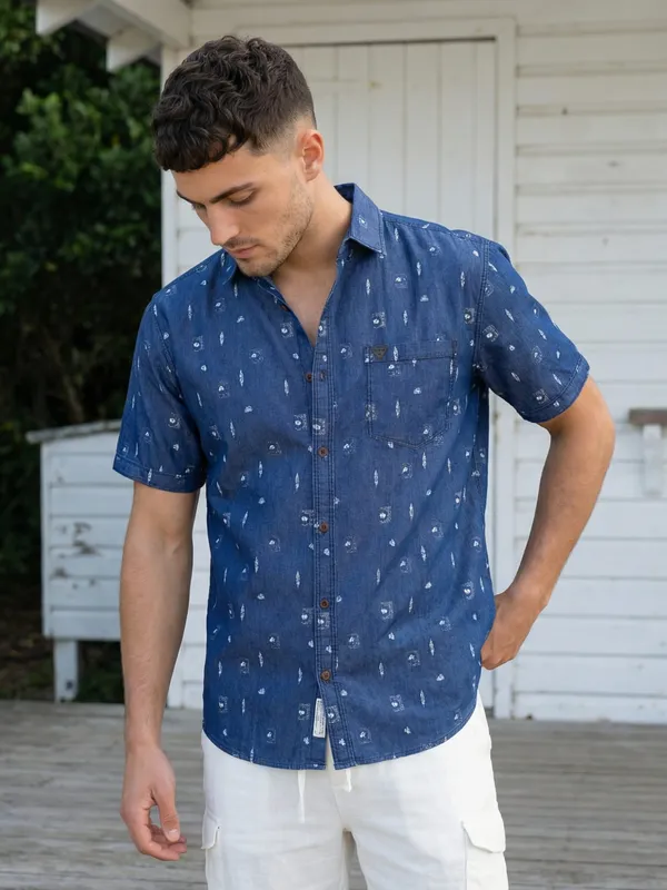 Kuons_Avenue_Men’s_Denimax_Blue_Printed_Denim_Casual_Shirt