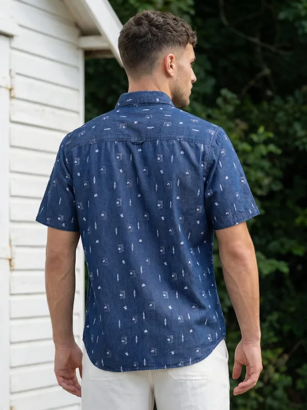 Kuons_Avenue_Men’s_Denimax_Blue_Printed_Denim_Casual_Shirt
