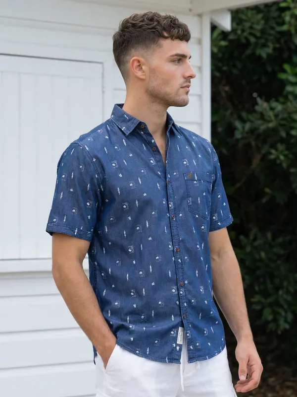 Kuons_Avenue_Men’s_Denimax_Blue_Printed_Denim_Casual_Shirt