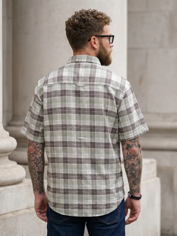 Kuons_Avenue_Men's_Relaxed_Fit_Dobby_Textured_Checks_100%_Cotton_Shirt