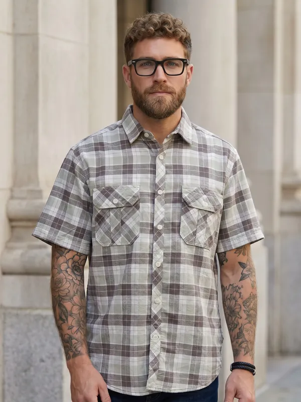 Kuons_Avenue_Men's_Relaxed_Fit_Dobby_Textured_Checks_100%_Cotton_Shirt