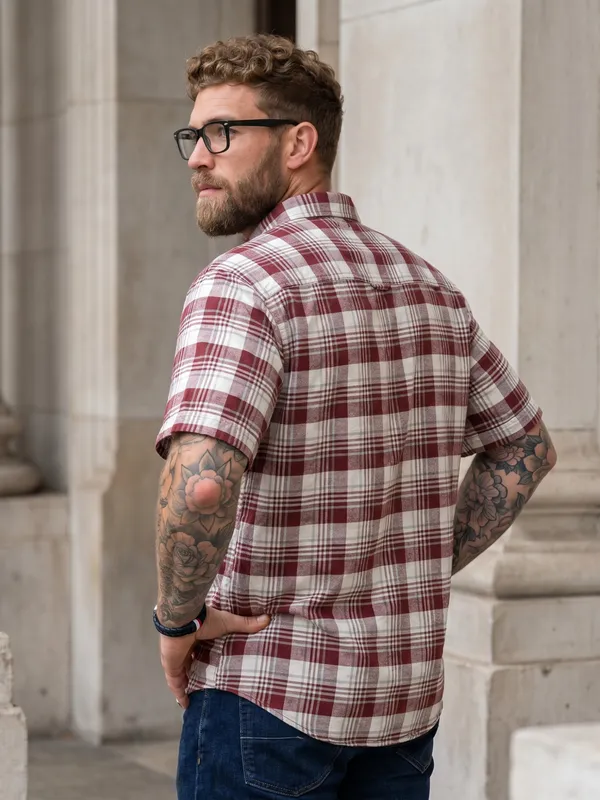 Kuons_Avenue_Men's_Relaxed_Fit_Dobby_Textured_Checks_100%_Cotton_Shirt