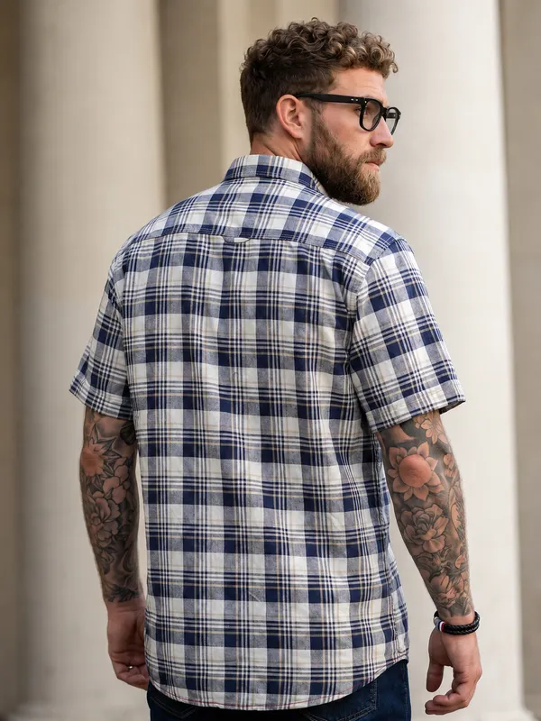 Kuons_Avenue_Men's_Relaxed_Fit_Dobby_Textured_Checks_100%_Cotton_Shirt