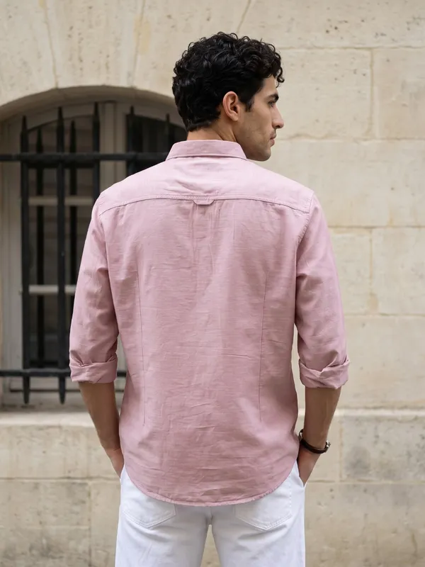 Kuons_Avenue_Men's_Dusty_Rose_Linen_Cotton_Shirt_Style_Kurta