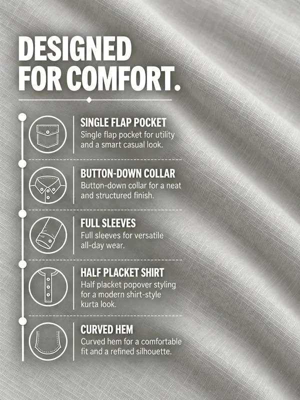 Kuons_Avenue_Men’s_Ecru_Linen_Cotton_Shirt_Style_Kurta