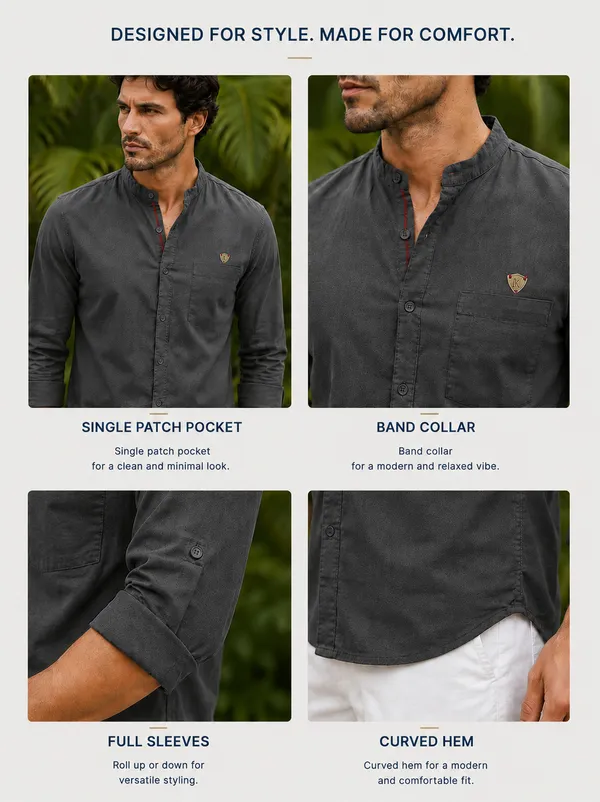 Kuons_Avenue_Men's_Graphite_Linen_Cotton_Casual_Shirt