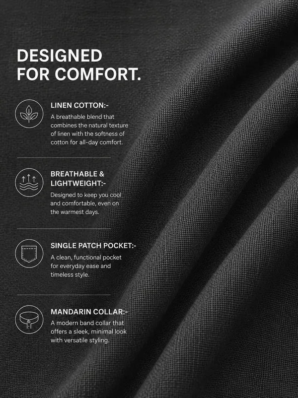Kuons_Avenue_Men's_Graphite_Linen_Cotton_Casual_Shirt