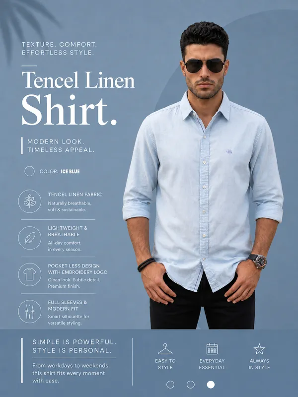 Kuons_Avenue_Men's_Ice_Blue_Tencel_Linen_Casual_Shirt