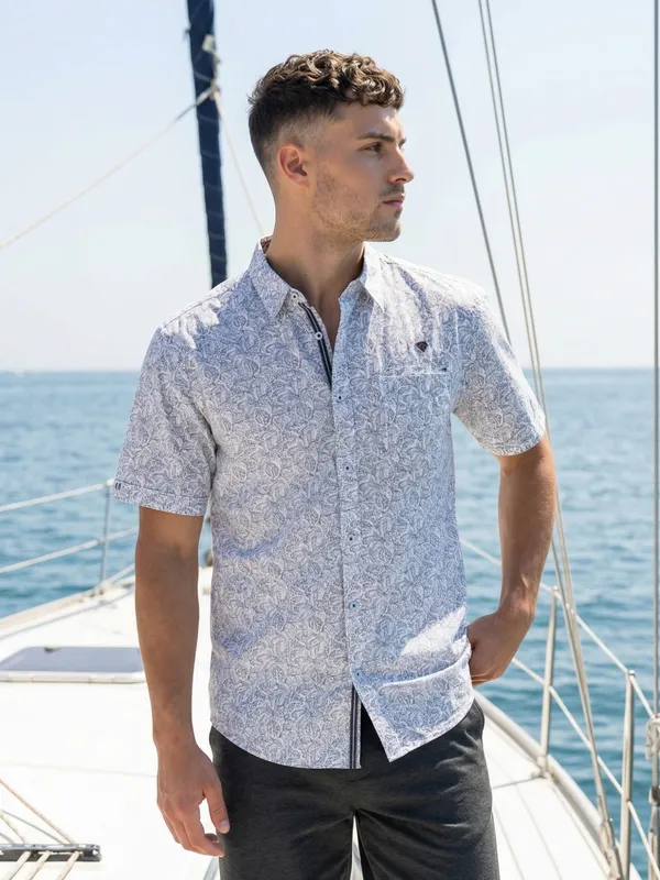 Kuons_Avenue_Men’s_Indigo_Floral_Printed_Linen_Cotton_Casual_Shirt