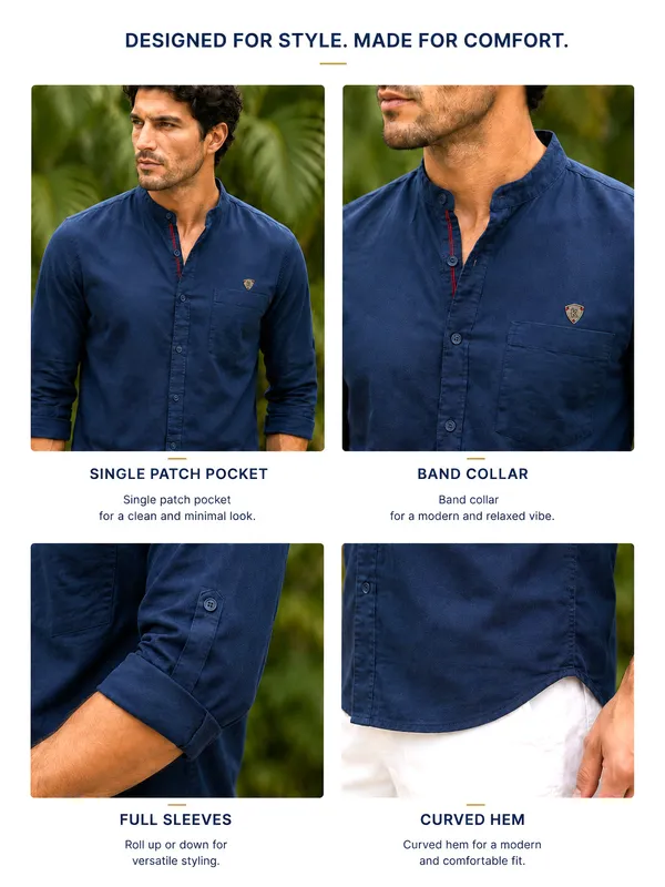 Kuons_Avenue_Men's_Indigo_Linen_Cotton_Casual_Shirt