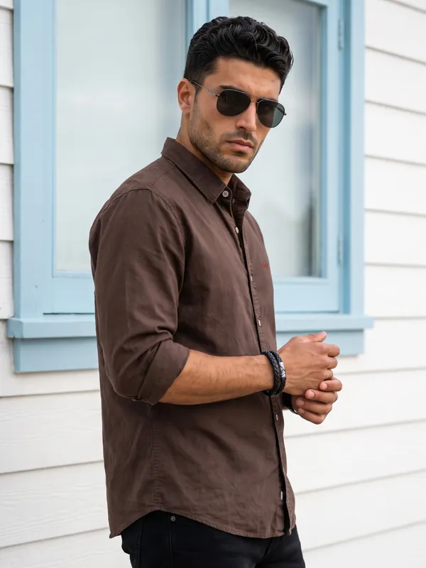 Kuons_Avenue_Men's_Irish_Coffee_Tencel_Linen_Casual_Shirt