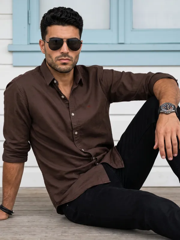 Kuons_Avenue_Men's_Irish_Coffee_Tencel_Linen_Casual_Shirt