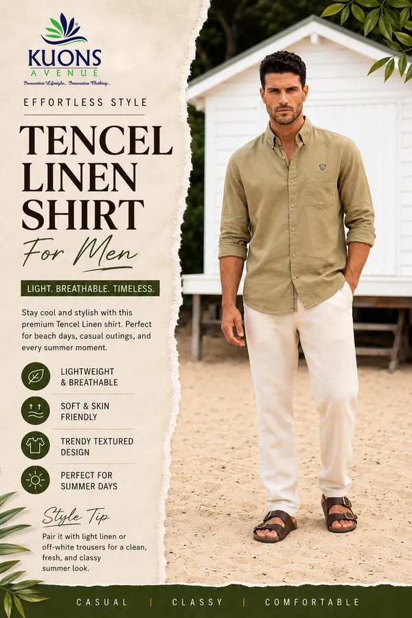 Kuons_Avenue_Men's_Light_Olive_Tencel_Linen_Casual_Shirt