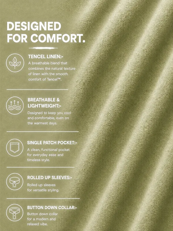 Kuons_Avenue_Men's_Light_Olive_Tencel_Linen_Casual_Shirt