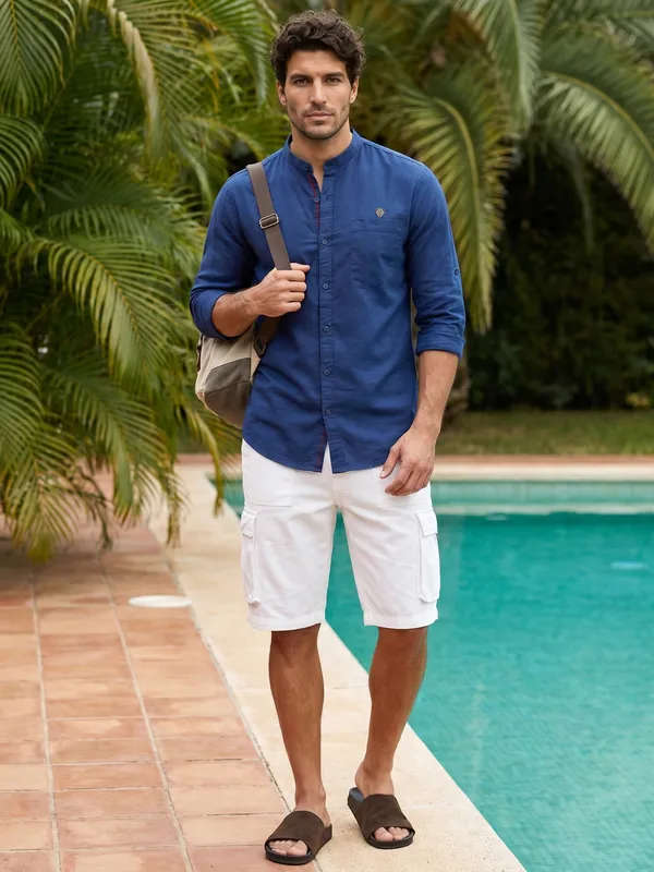 Kuons_Avenue_Men's_Navy_Linen_Cotton_Casual_Shirt