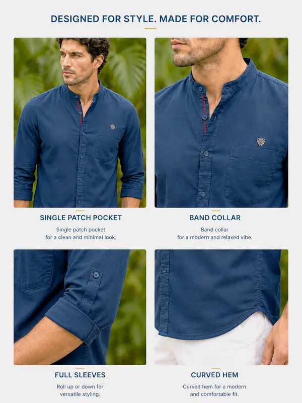 Kuons_Avenue_Men's_Navy_Linen_Cotton_Casual_Shirt