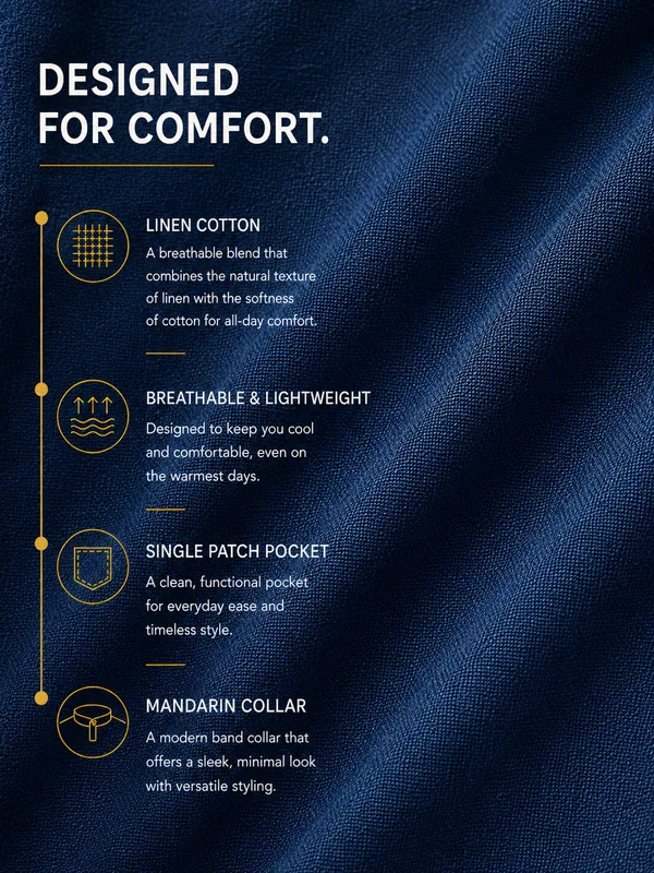 Kuons_Avenue_Men's_Navy_Linen_Cotton_Casual_Shirt