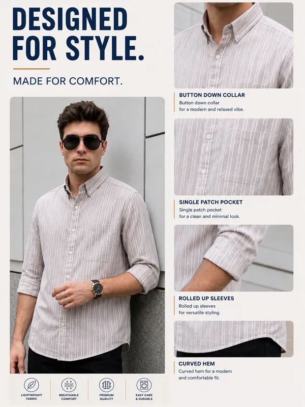 Kuons_Avenue_Men’s_Nude_Pink_with_Beige_&_White_Striped_Linen_Cotton_Casual_Shirt