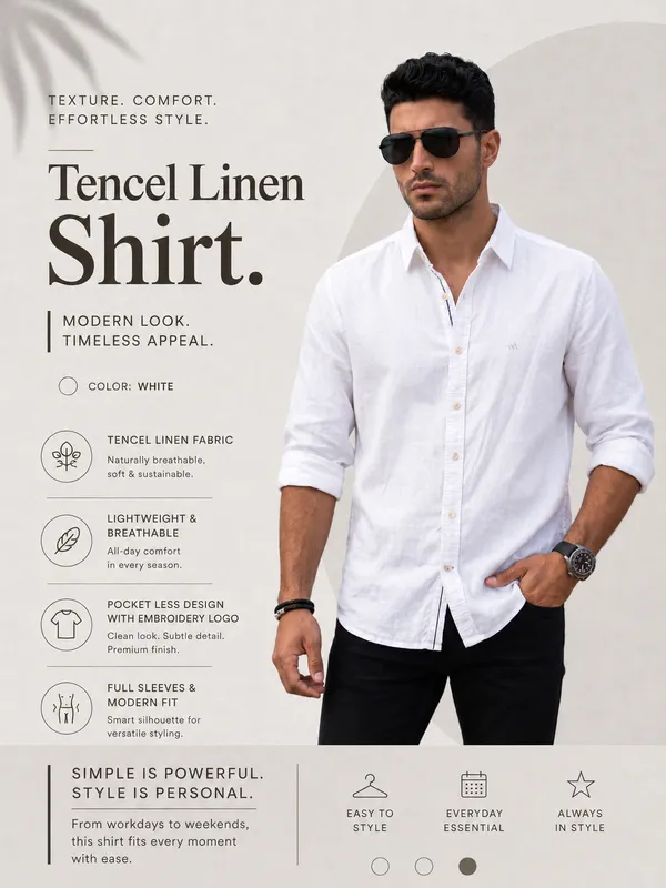 Kuons_Avenue_Men's_Pearl_White_Tencel_Linen_Casual_Shirt