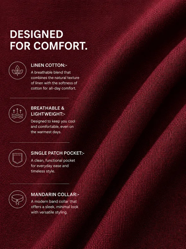 Kuons_Avenue_Men's_Plum_Linen_Cotton_Casual_Shirt