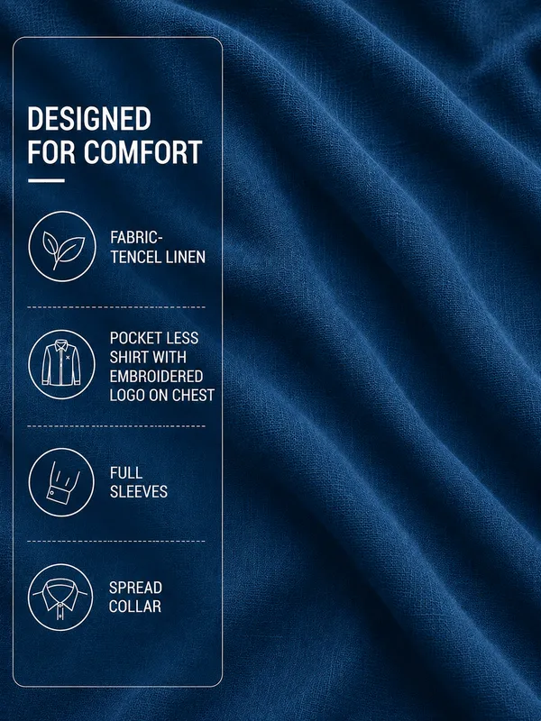Kuons_Avenue_Men's_Prussian_Blue_Tencel_Linen_Casual_Shirt