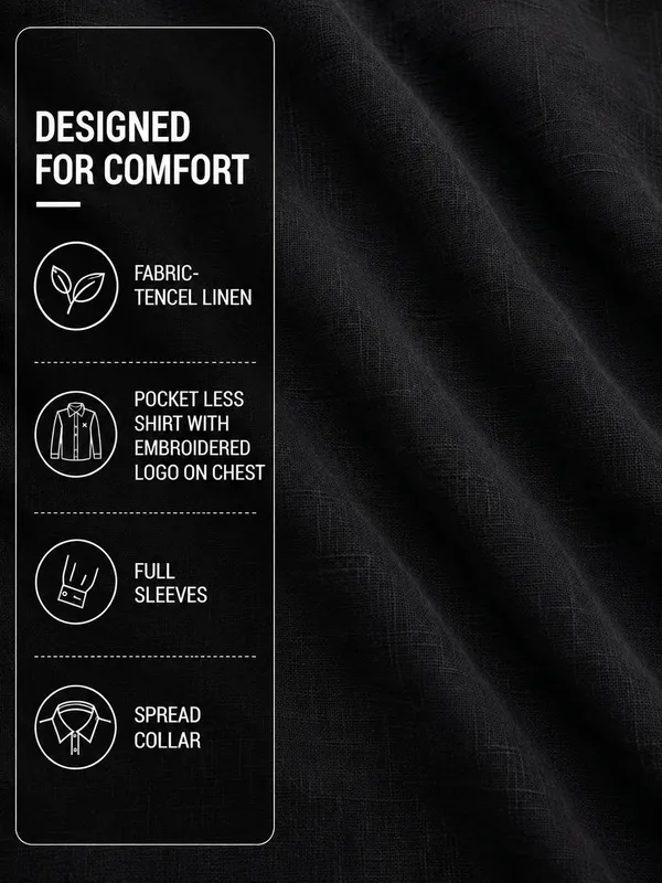 Kuons_Avenue_Men's_Raven_Black_Tencel_Linen_Casual_Shirt