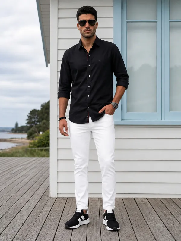 Kuons_Avenue_Men's_Raven_Black_Tencel_Linen_Casual_Shirt
