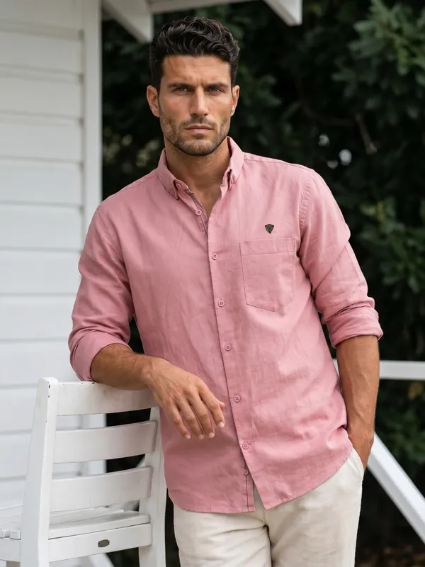Kuons_Avenue_Men's_Rosewood_Tencel_Linen_Casual_Shirt