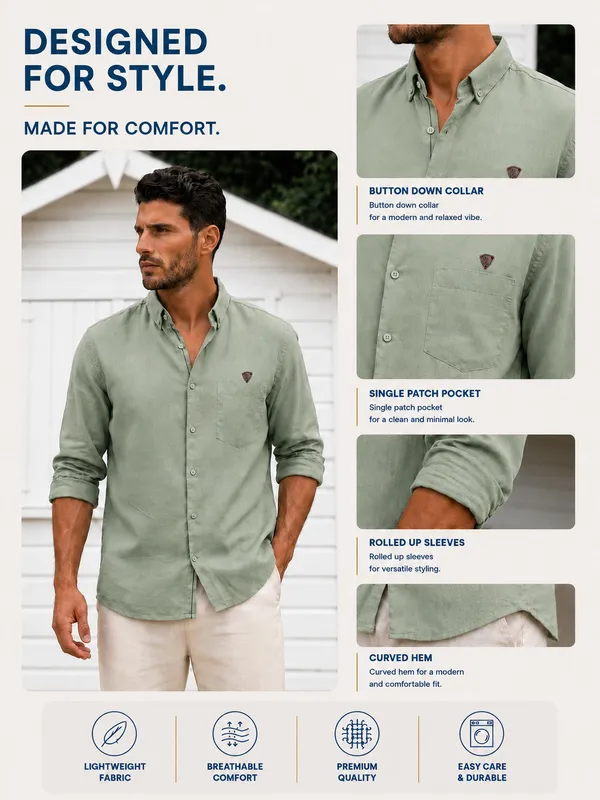 Kuons_Avenue_Men's_Sage_Green_Tencel_Linen_Casual_Shirt
