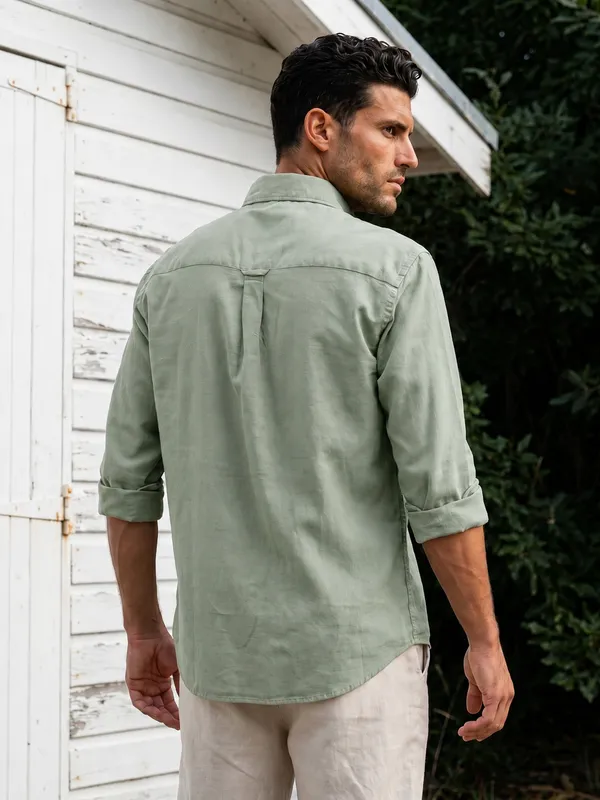 Kuons_Avenue_Men's_Sage_Green_Tencel_Linen_Casual_Shirt