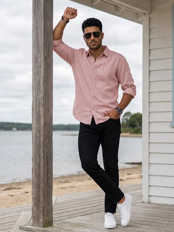 Kuons_Avenue_Men's_Sand_Stone_Tencel_Linen_Casual_Shirt