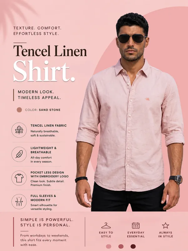 Kuons_Avenue_Men's_Sand_Stone_Tencel_Linen_Casual_Shirt