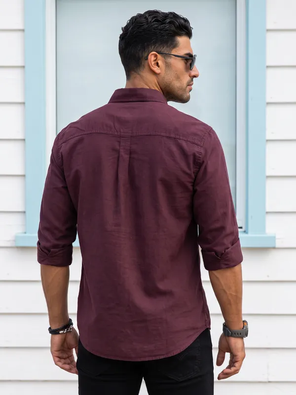 Kuons_Avenue_Men's_Sangria_Red_Tencel_Linen_Casual_Shirt
