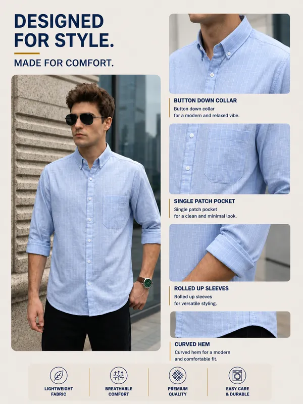 Kuons_Avenue_Men’s_Sky_Blue_Base_&_White_Striped_Linen_Cotton_Casual_Shirt