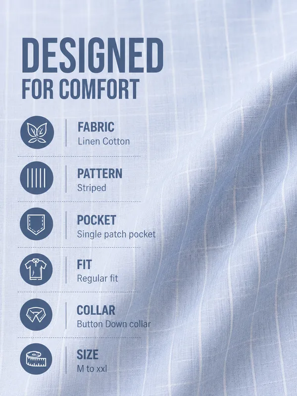 Kuons_Avenue_Men’s_Sky_Blue_Base_&_White_Striped_Linen_Cotton_Casual_Shirt