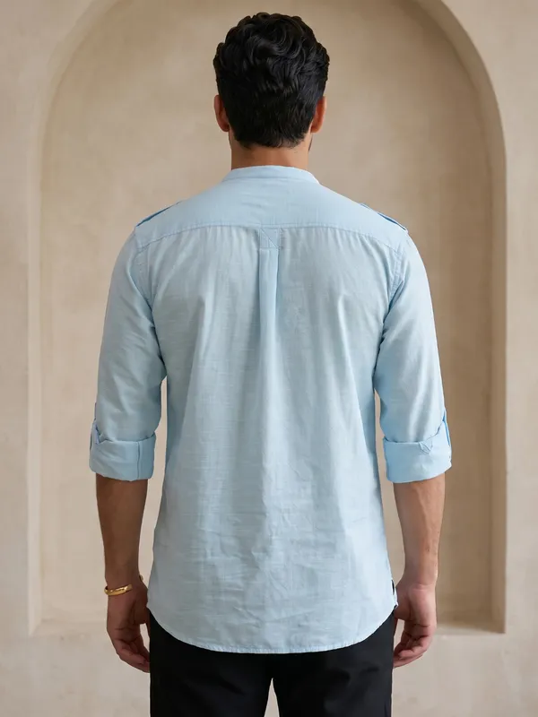 Kuons_Avenue_Men’s_Sky_Blue_Linen_Cotton_Pathani_Kurta