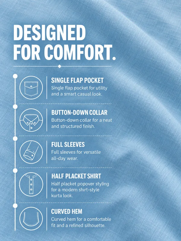 Kuons_Avenue_Men’s_Sky_Blue_Linen_Cotton_Shirt_Style_Kurta