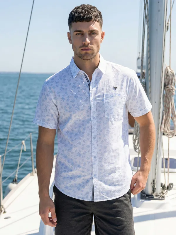 Kuons_Avenue_Men’s_Sky_Blue_Maple_Printed_Linen_Cotton_Casual_Shirt