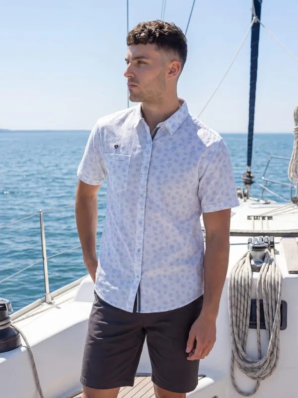 Kuons_Avenue_Men’s_Sky_Blue_Maple_Printed_Linen_Cotton_Casual_Shirt