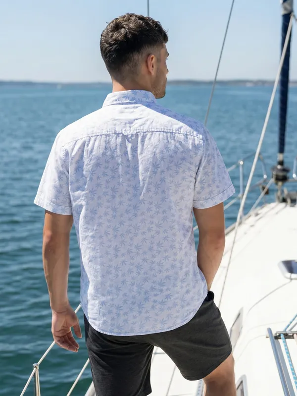Kuons_Avenue_Men’s_Sky_Blue_Maple_Printed_Linen_Cotton_Casual_Shirt