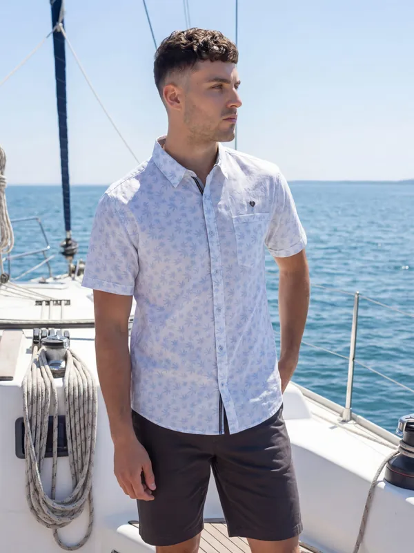 Kuons_Avenue_Men’s_Sky_Blue_Maple_Printed_Linen_Cotton_Casual_Shirt