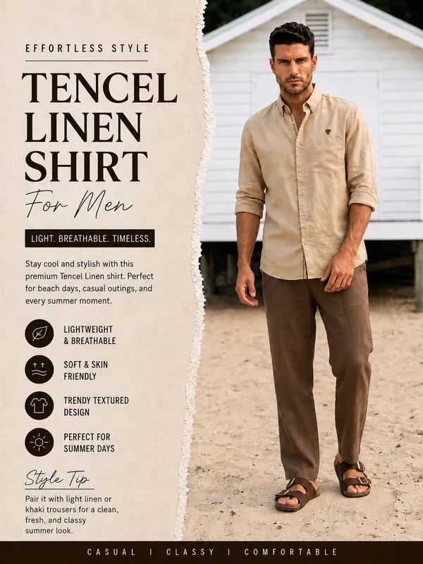 Kuons_Avenue_Men's_Tan_Tencel_Linen_Casual_Shirt