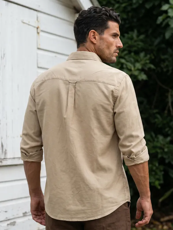 Kuons_Avenue_Men's_Tan_Tencel_Linen_Casual_Shirt