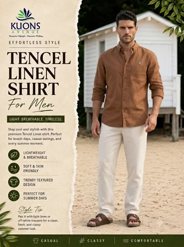 Kuons_Avenue_Men's_Tobacco_Tencel_Linen_Casual_Shirt